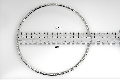 14k white gold 3.35 inch diameter extra large giant gigantic diamond cut round classic hoop earrings lightweight 85mm x 3mm