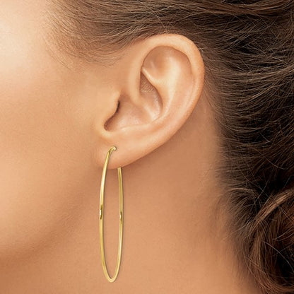 14k yellow gold extra large endless round hoop earrings 52mm x 1.25mm
