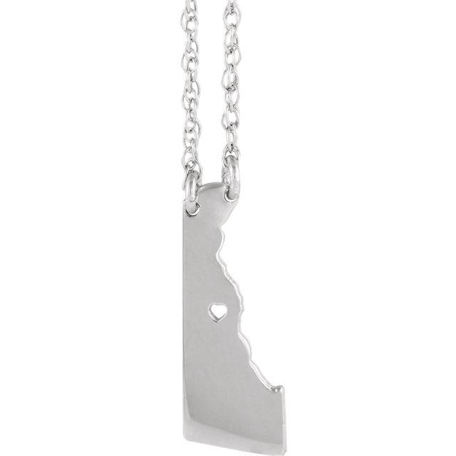 14k gold 10k gold silver delaware state map necklace heart personalized city