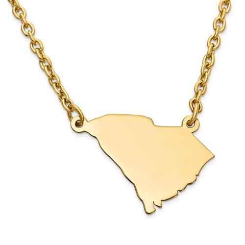 14k gold or sterling silver south carolina sc state name necklace personalized monogram