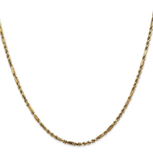 14k yellow gold 2.25mm diamond cut milano rope bracelet anklet necklace pendant chain