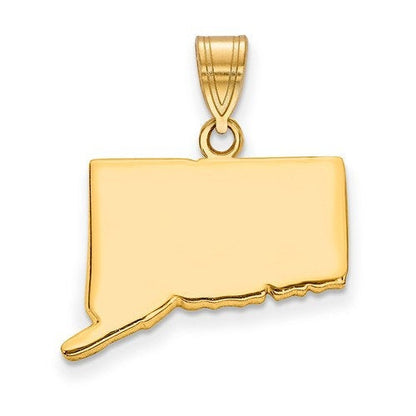 14k gold or sterling silver connecticut ct state map pendant charm personalized monogram