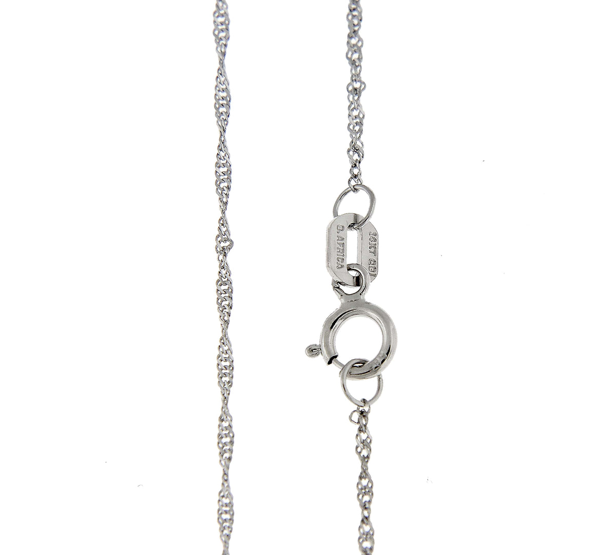 14k white gold 1mm singapore twisted bracelet anklet  choker necklace pendant chain spring ring clasp