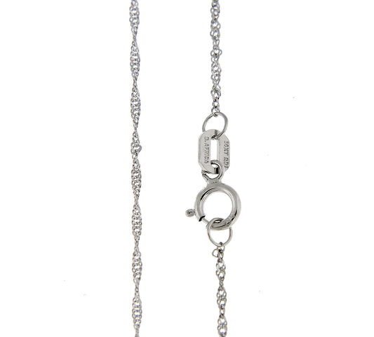 14k white gold 1mm singapore twisted bracelet anklet  choker necklace pendant chain spring ring clasp