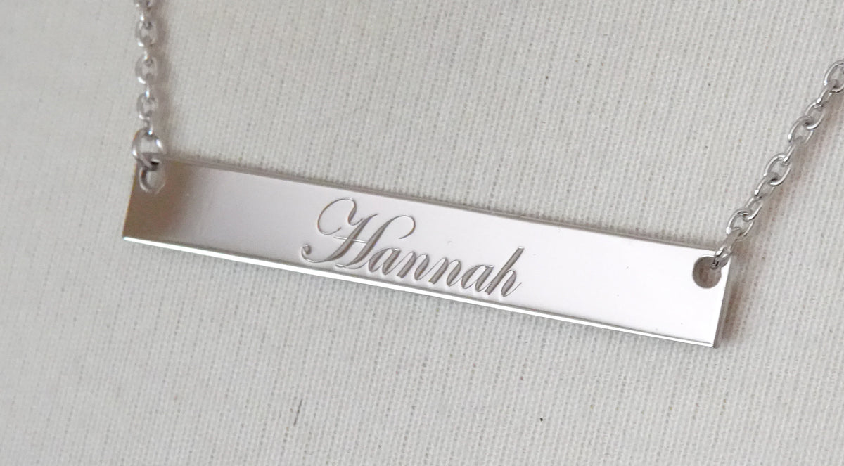 14k 10k gold sterling silver large name bar nameplate necklace personalized