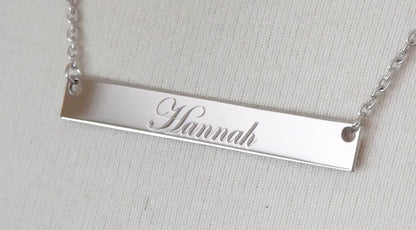 14k 10k gold sterling silver large name bar nameplate necklace personalized