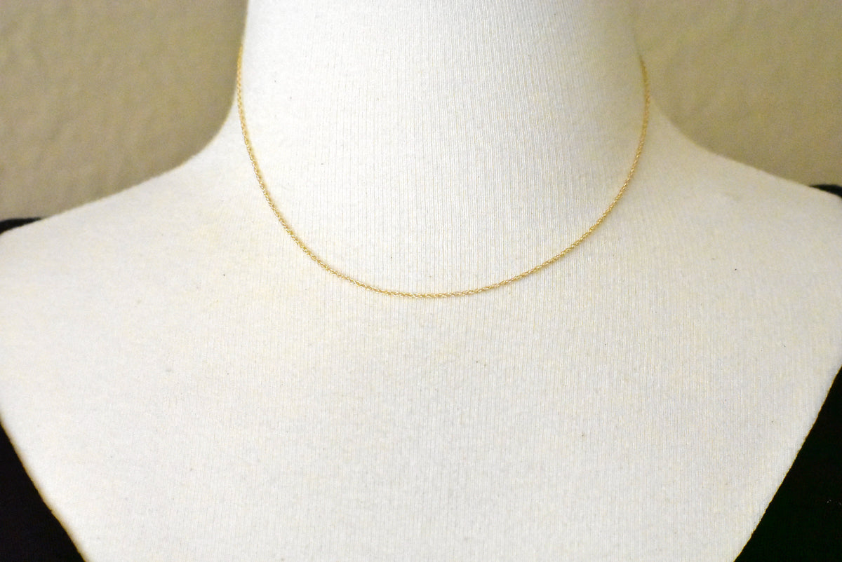 14k yellow gold 0.95mm cable rope necklace choker pendant chain