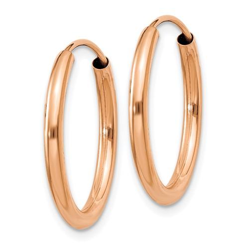 14k rose gold classic endless round hoop earrings 19mm x 2mm
