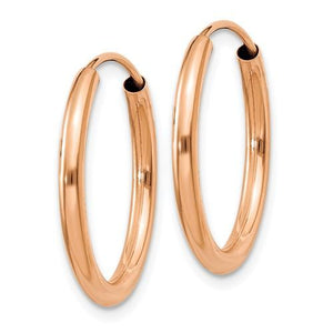 14k Rose Gold Classic Endless Round Hoop Earrings 19mm x 2mm