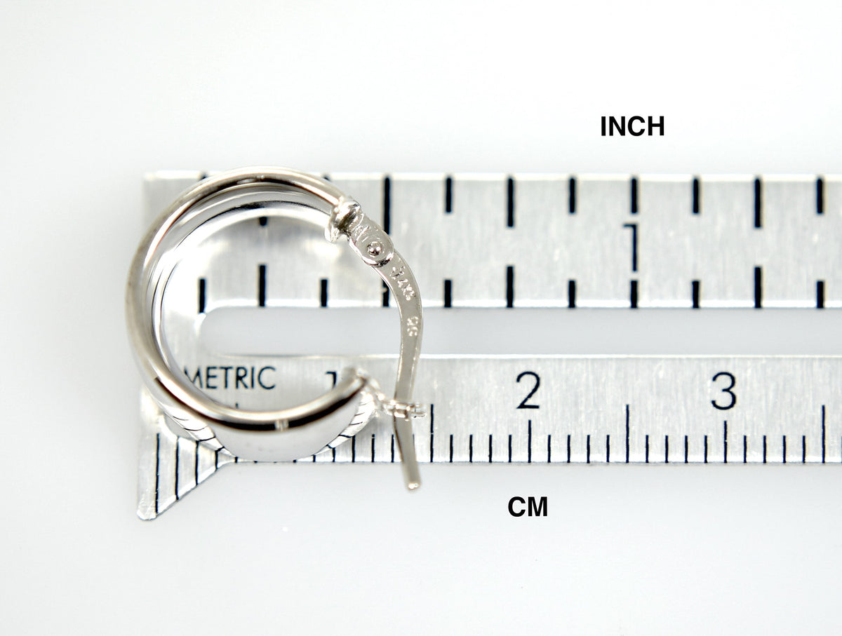 14k white gold round square tube hoop earrings 14mm x 7mm
