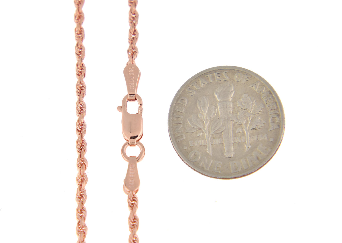 14k rose gold 1.75mm diamond cut rope bracelet anklet necklace choker pendant chain