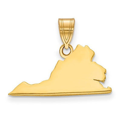 14k gold or sterling silver virginia va state map pendant charm personalized monogram