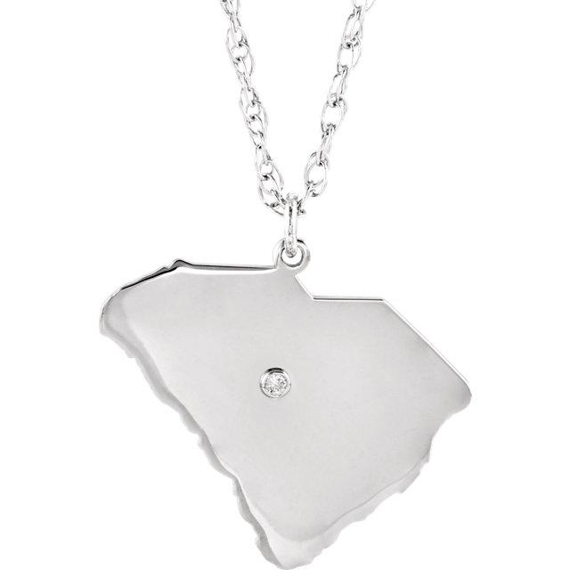 14k 10k yellow rose white gold diamond silver south carolina sc state map personalized city necklace