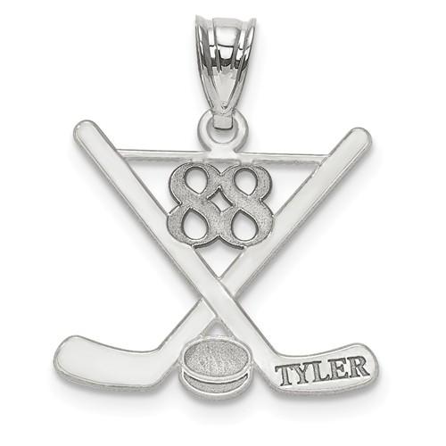14k gold or sterling silver ice hockey personalized engraved pendant
