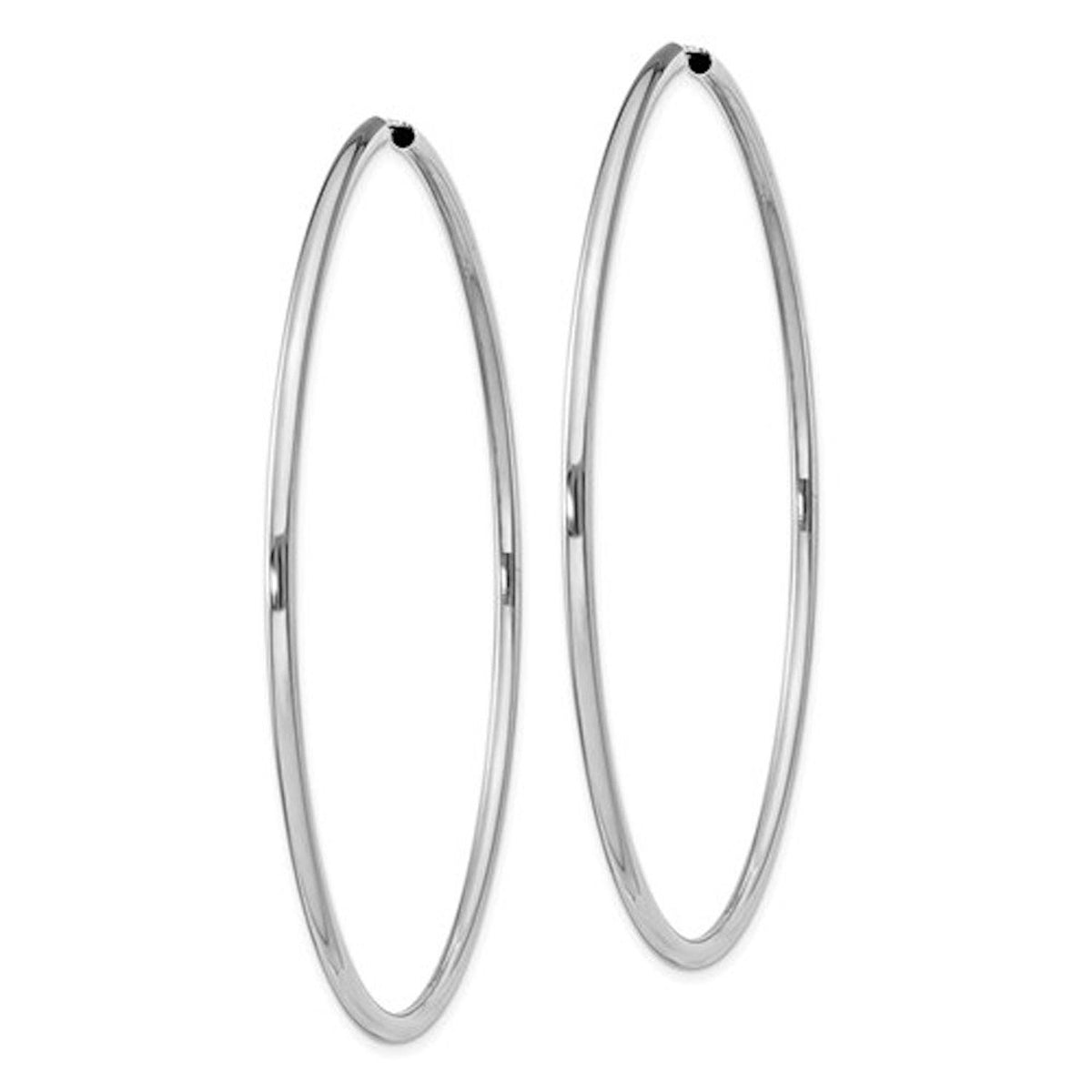 14k white gold round endless hoop earrings 64mm x 2mm