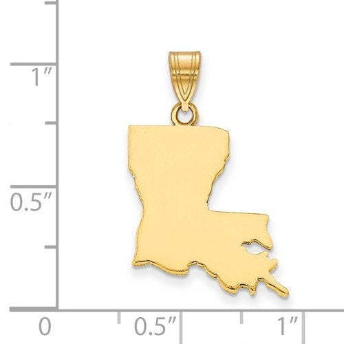14k gold or sterling silver louisiana la state map pendant charm personalized monogram