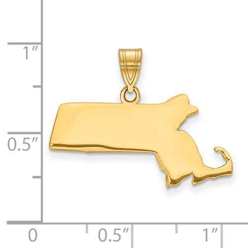 14k gold or sterling silver massachusetts ma state map pendant charm personalized monogram