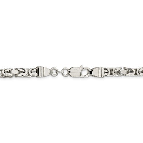 solid 925 sterling silver 5mm thick polished byzantine bracelet anklet choker necklace chain