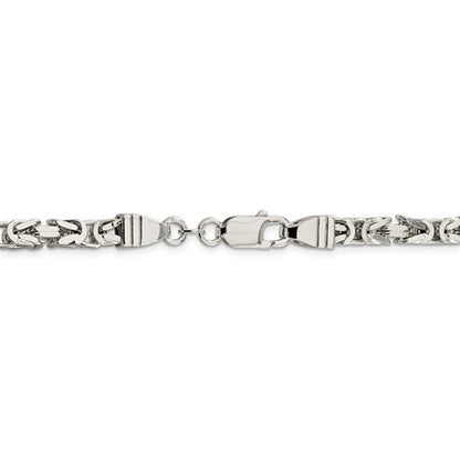 solid 925 sterling silver 5mm thick polished byzantine bracelet anklet choker necklace chain