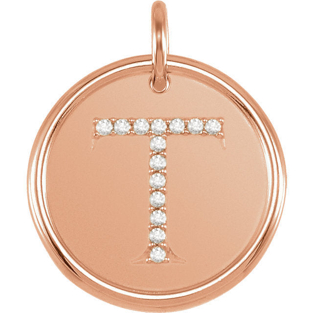 14k yellow rose white gold genuine diamond uppercase letter t initial alphabet pendant charm custom made to order personalized engraved