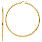 Load image into Gallery viewer, 14K Yellow Gold 3.5 inch Diameter Extra Large Giant Gigantic Round Classic Hoop Earrings 89mm x 3mm
