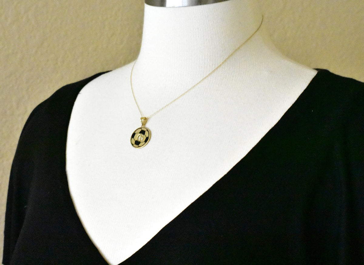 14k 10k gold sterling silver soccer ball personalized pendant charm