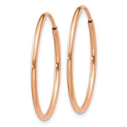 14k Rose Gold Classic Endless Round Hoop Earrings 22mm x 1.25mm