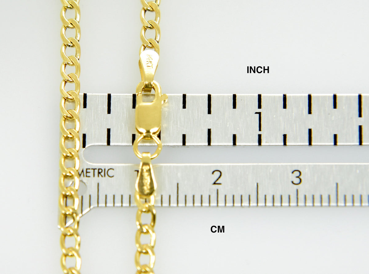 14k yellow gold 2.85mm curb link bracelet anklet choker necklace pendant chain