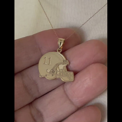 14k 10k Gold Sterling Silver Football Helmet Personalized Pendant