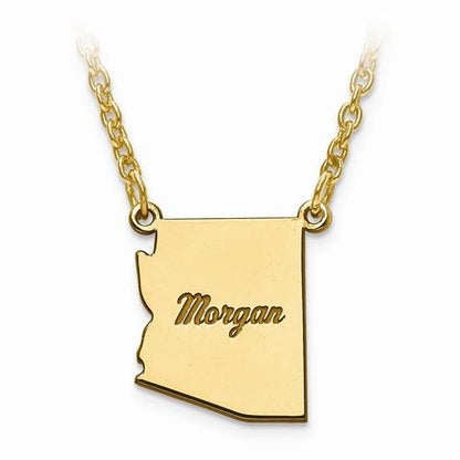 14k gold or sterling silver illinois il state name necklace personalized monogram