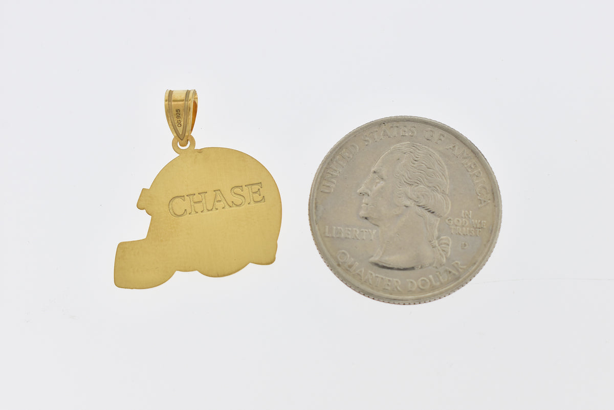 14k 10k gold sterling silver football helmet personalized pendant