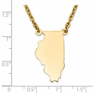 14K Gold or Sterling Silver Illinois IL State Name Necklace Personalized Monogram