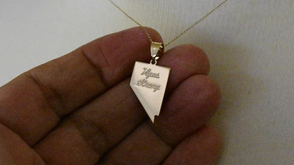 14K Gold or Sterling Silver Nevada NV State Map Pendant Charm Personalized Monogram