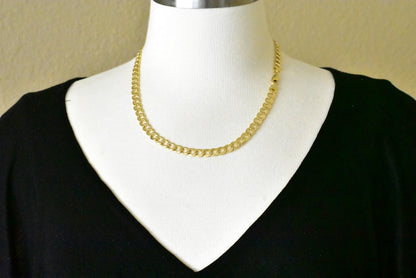 14k yellow gold 7mm curb link bracelet anklet choker necklace pendant chain