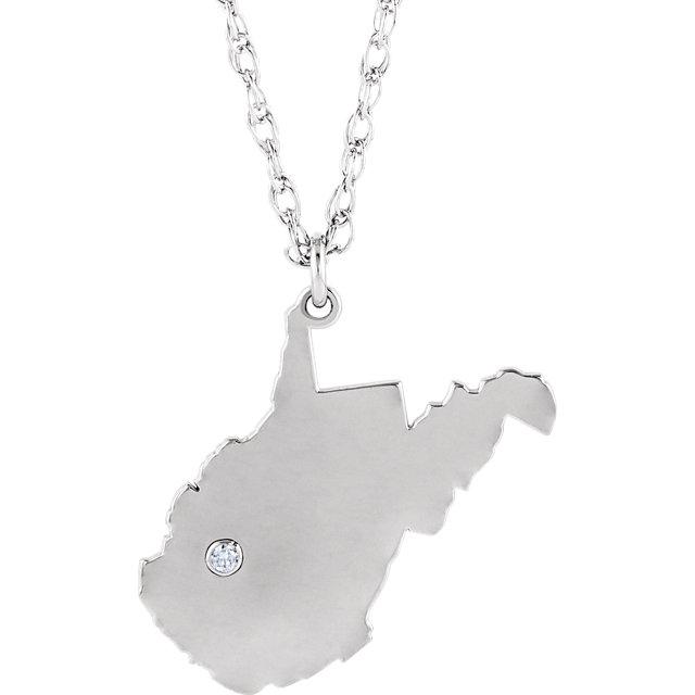 14k 10k Yellow Rose White Gold Diamond Silver West Virginia WV State Map Personalized City Necklace