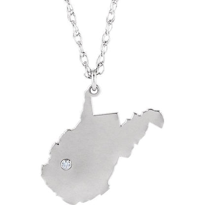 14k 10k yellow rose white gold diamond silver west virginia wv state map personalized city necklace