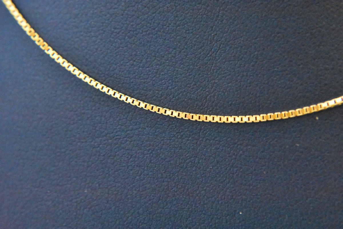 14k yellow gold 1mm box bracelet anklet choker necklace pendant chain