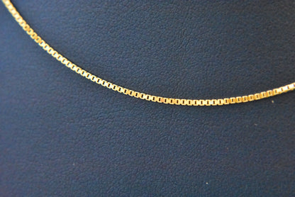 14k yellow gold 1mm box bracelet anklet choker necklace pendant chain