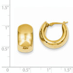 Load image into Gallery viewer, 14K Yellow Gold Classic Round Puffed Hoop Earrings 15mm x 9mm
