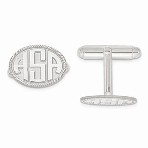 14K Yellow Gold 14K White Gold Sterling Silver Oval Cufflinks Cuff Links Personalized Monogram