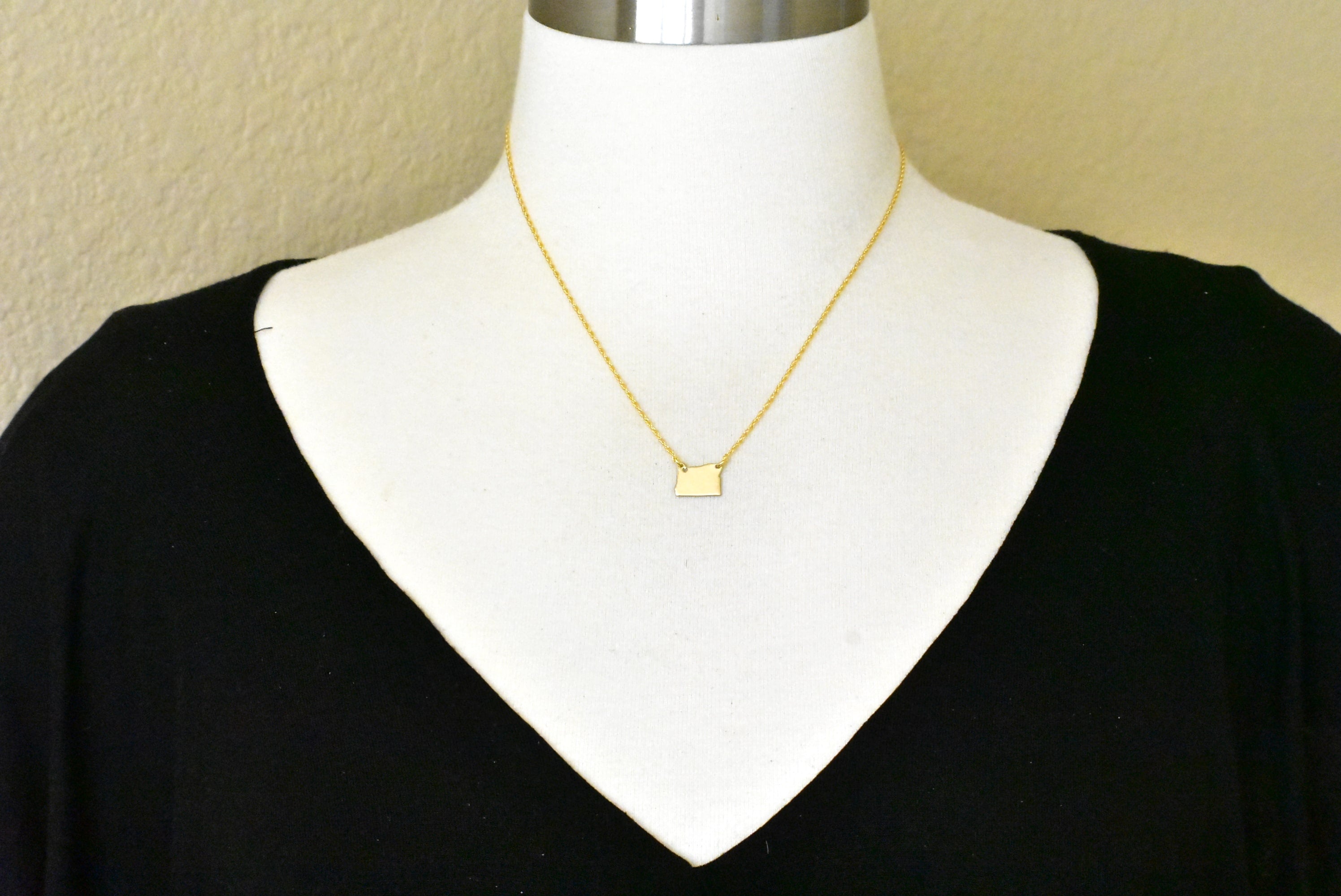14k Gold 10k Gold Silver Oregon OR State Map Necklace Heart Personalized City