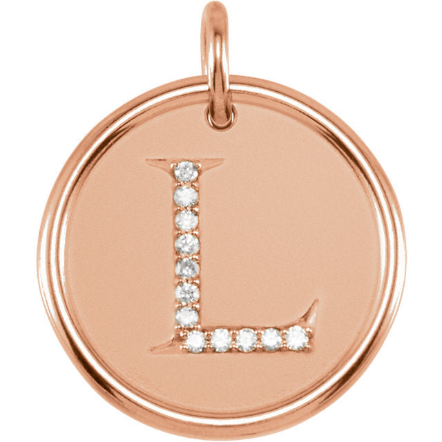 14k yellow rose white gold genuine diamond uppercase letter l initial alphabet pendant charm custom made to order engraved personalized