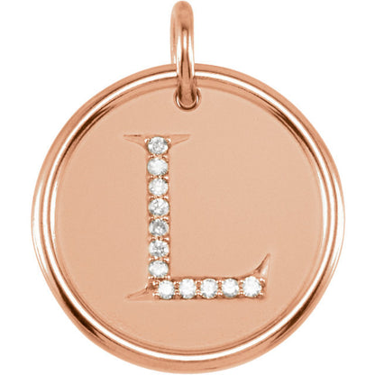 14k yellow rose white gold genuine diamond uppercase letter l initial alphabet pendant charm custom made to order engraved personalized
