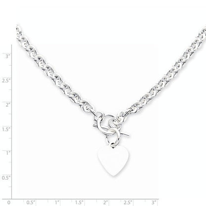 sterling silver heavyweight heart tag charm toggle necklace or bracelet custom engraved personalized monogram