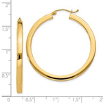 Indlæs billede til gallerivisning 14K Yellow Gold Square Tube Round Hoop Earrings 40mm x 3mm
