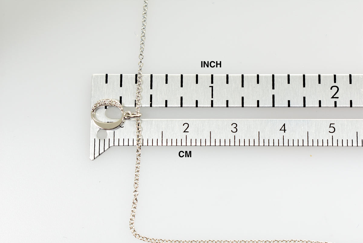 14k yellow rose white gold .03 ctw diamond tiny petite lowercase letter o initial alphabet pendant charm necklace