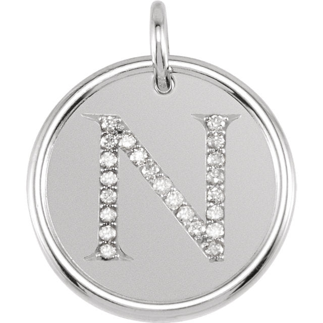 14k yellow rose white gold genuine diamond uppercase letter n initial alphabet pendant charm custom made personalized engraved