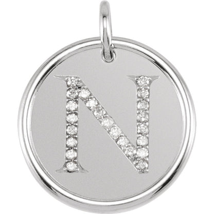 14k yellow rose white gold genuine diamond uppercase letter n initial alphabet pendant charm custom made personalized engraved
