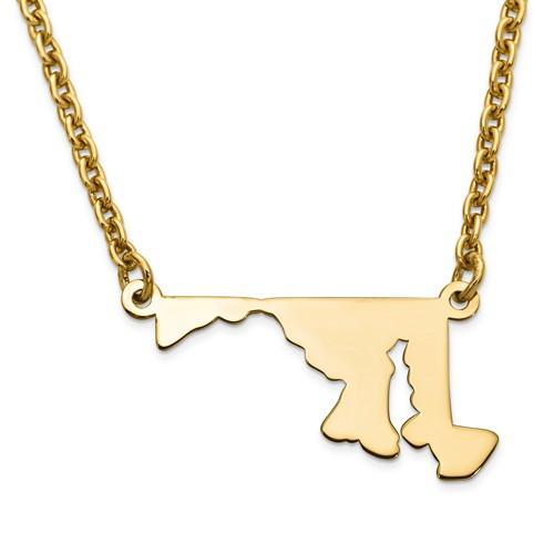 14k gold or sterling silver maryland md state name necklace personalized monogram