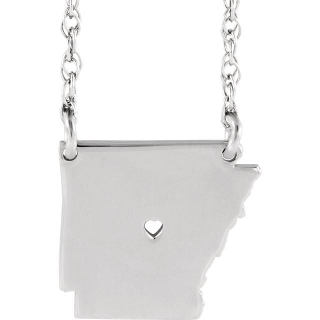 14k gold 10k gold silver arkansas state map necklace heart personalized city